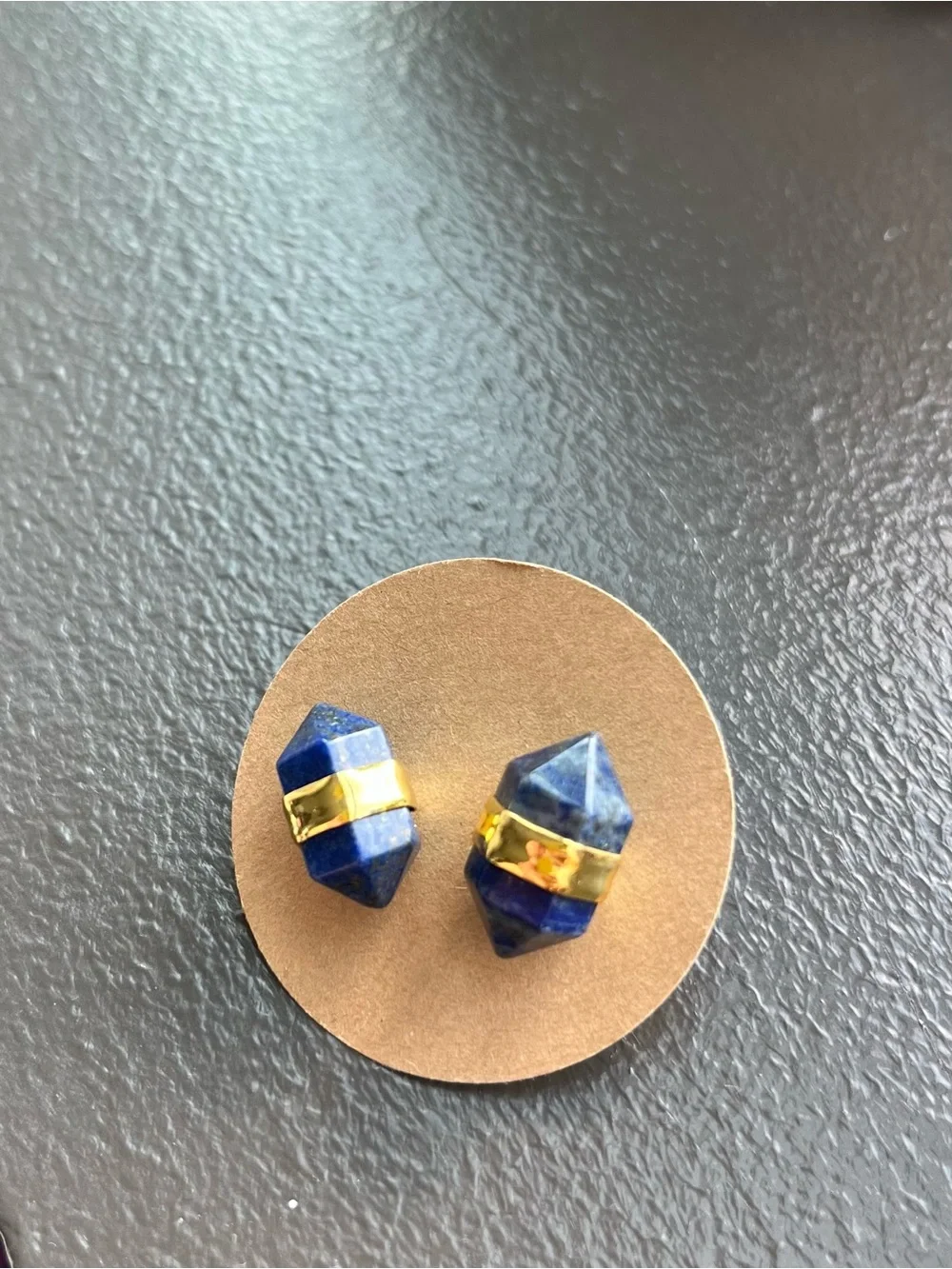 Gold and Blue Stone Stud Earrings - Lapis-Style Women’s Jewelry